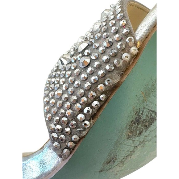 Betsey Johnson Blue SB-Rina Silver Rhinestone Block Heel Sandals Size 6 - Picture 11 of 12